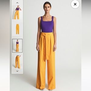 Reiss malin tie wide leg trousers in yellow. Brand new with tags. US size 10